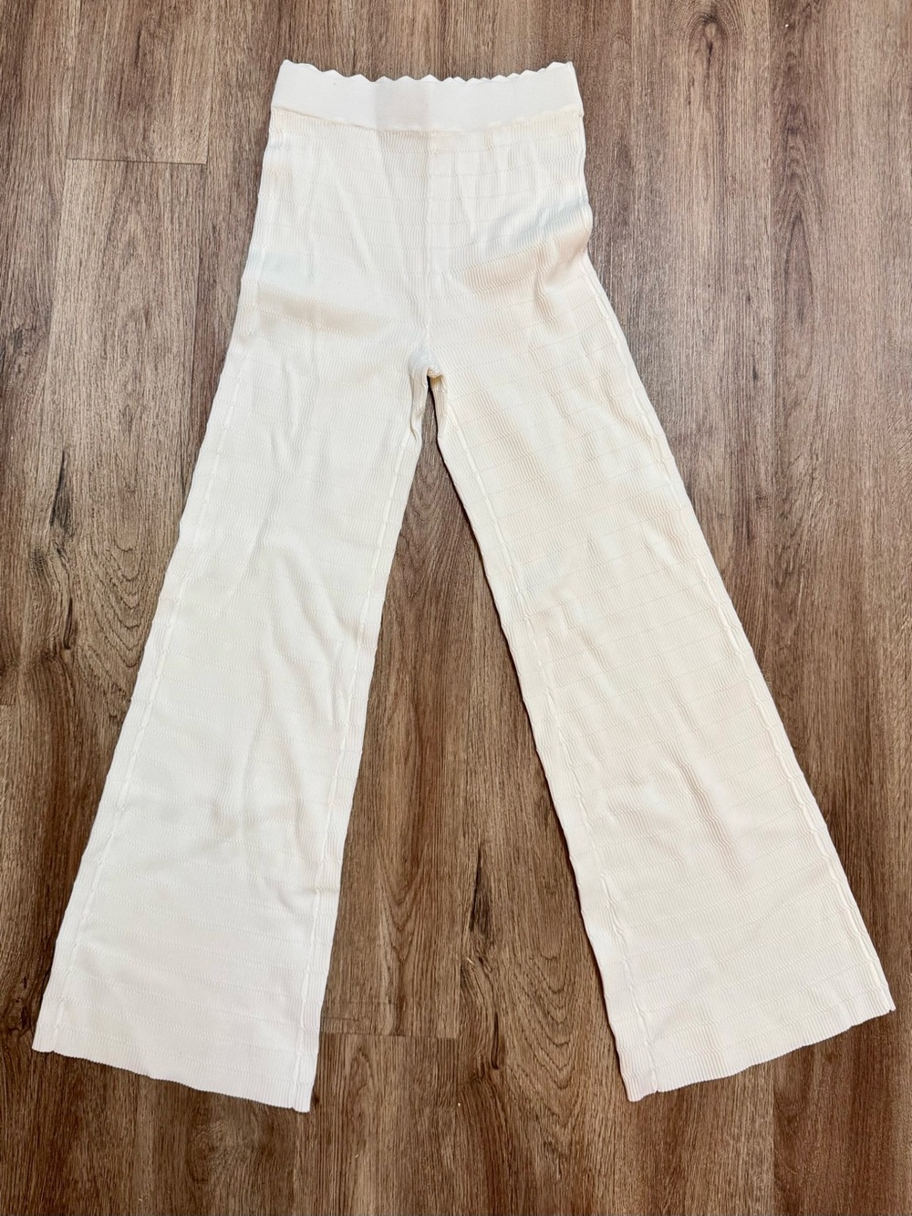 House of Harlow 1960 Ivory Ribbed Knit Wide Leg Pants XS